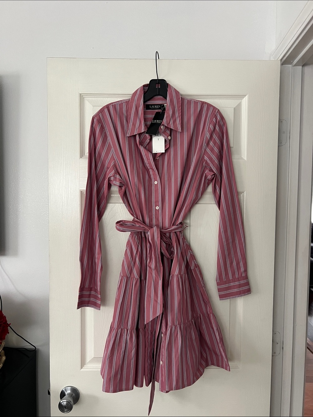 Lauren Ralph Lauren Pink Striped Shirt Dress